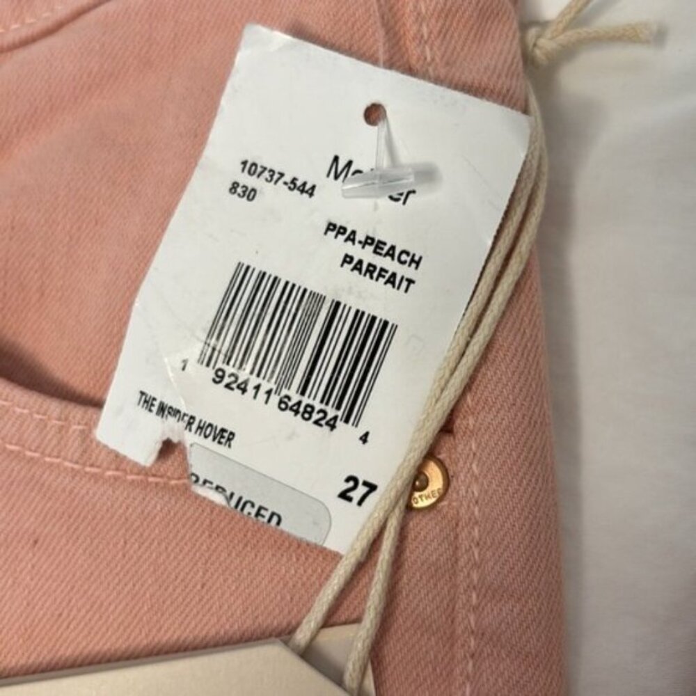 MOTHER The Insider Hover High Rise Straight Jeans in Peach Parfait Size 27 - Picture 6 of 13